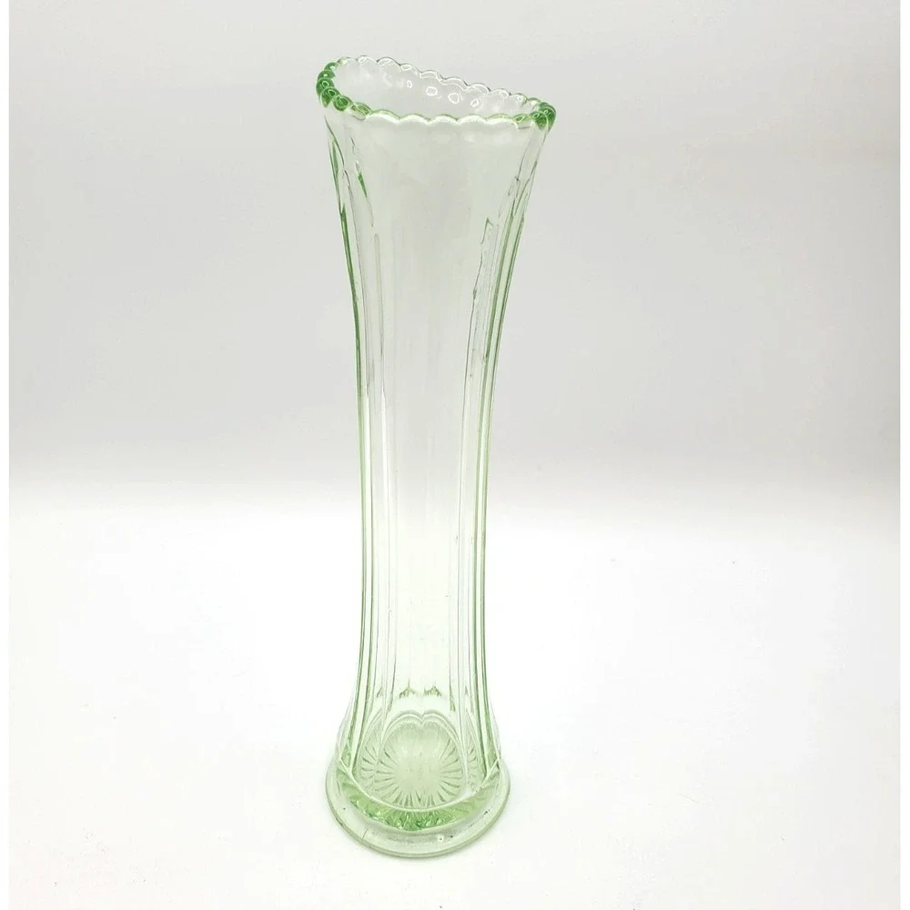 Vtg Uranium Swung Ribbed Glass 9